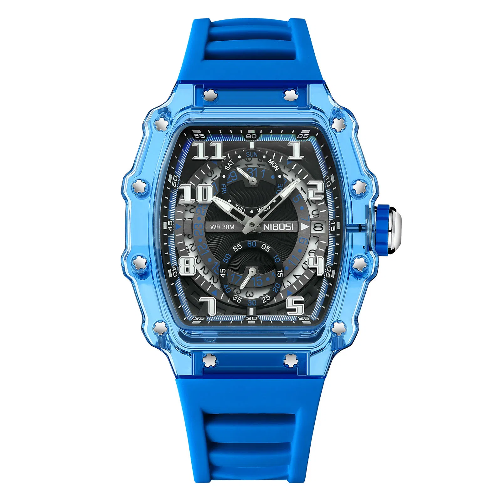 Men's Watches Waterproof Calendar Men Quartz Sport Square Luminous Watch for Men