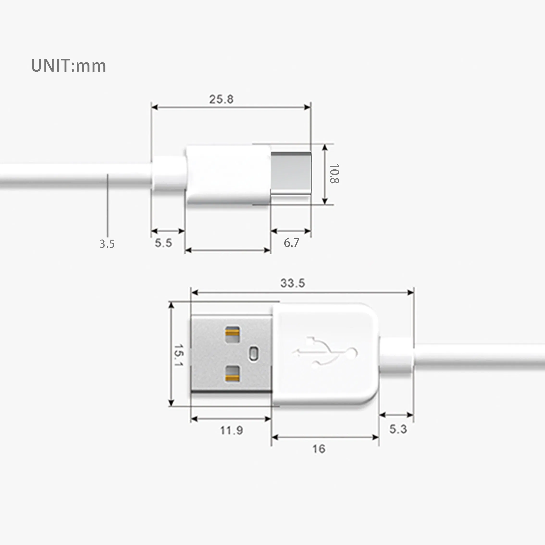Кабель Type-C USB 6A для быстрой зарядки, белый TPE