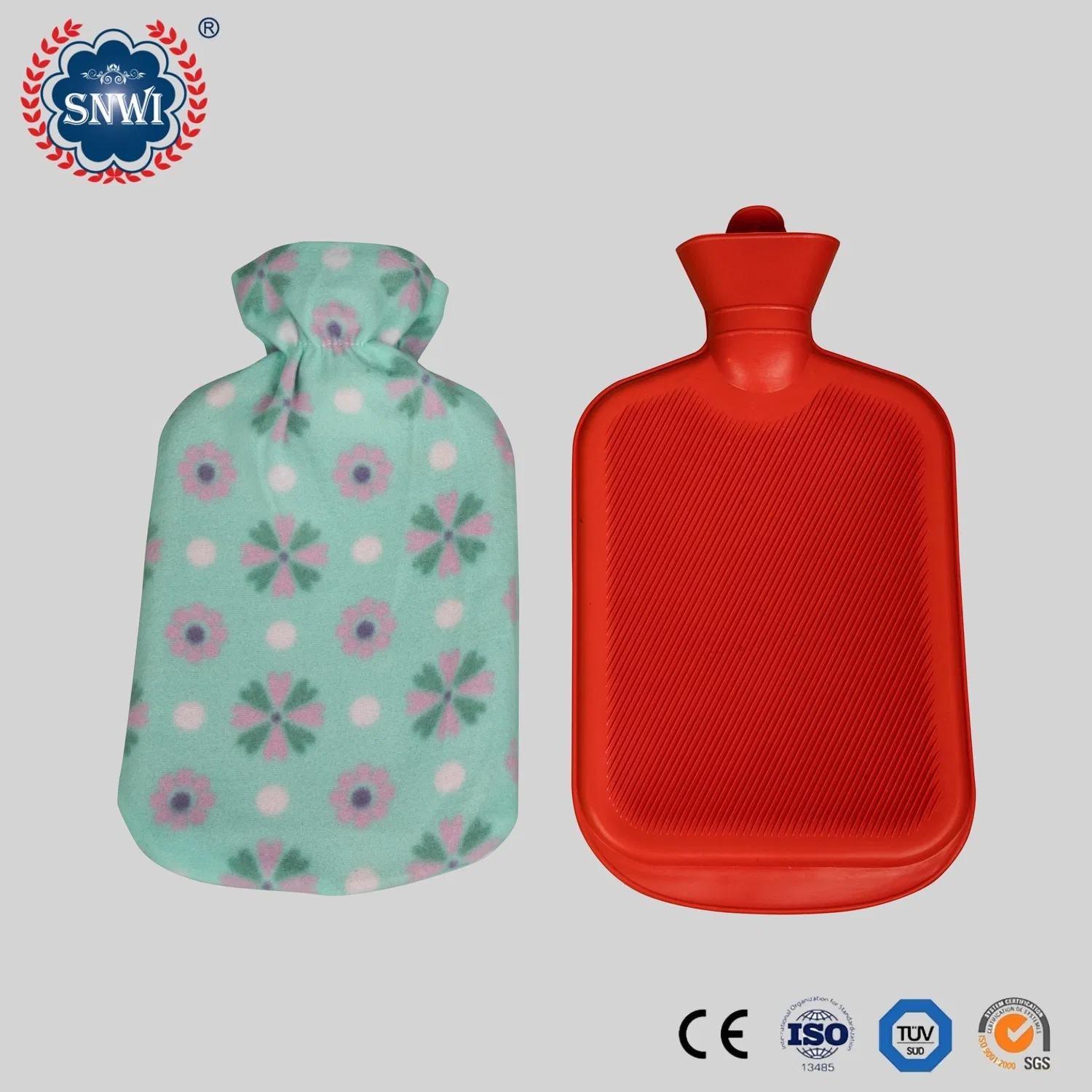 High Quality Medical Natural Rubber Flush Hot Water Bottle (Bag) with Plush or Knit Covered