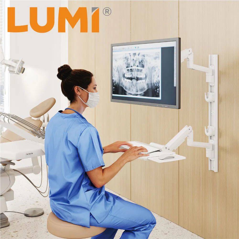 Газлифтовый кронштейн для монитора с полкой для клавиатуры