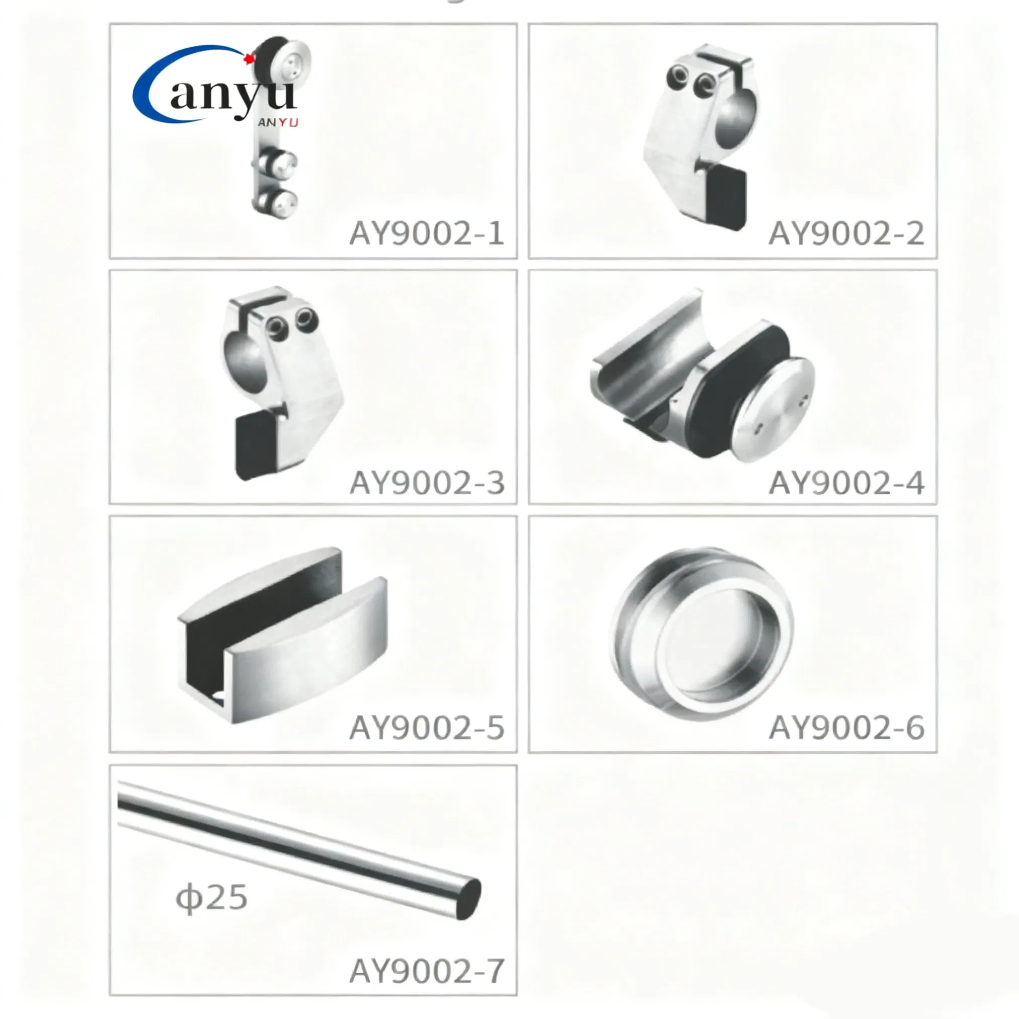 Stainless Steel Sliding Door Bathroom Accessories Glass Door Hardware