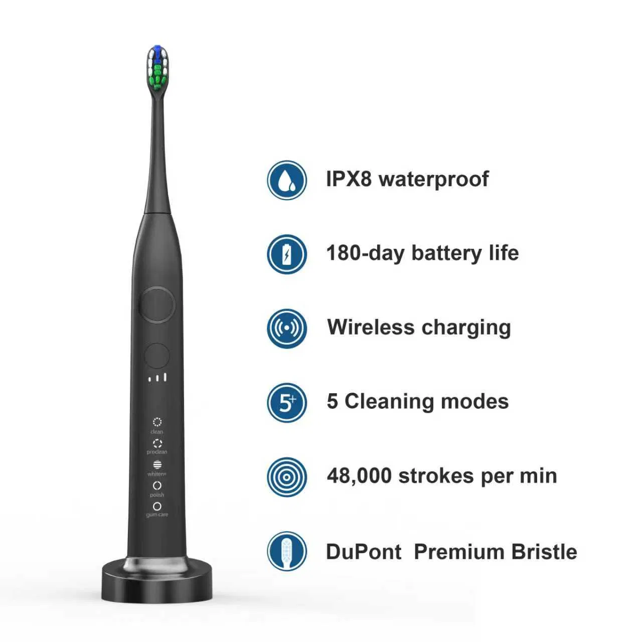 Sonic Toothbrush with Pressure Sensor Technology Ultrasonic Toothbrush Portable Electric Toothbrush