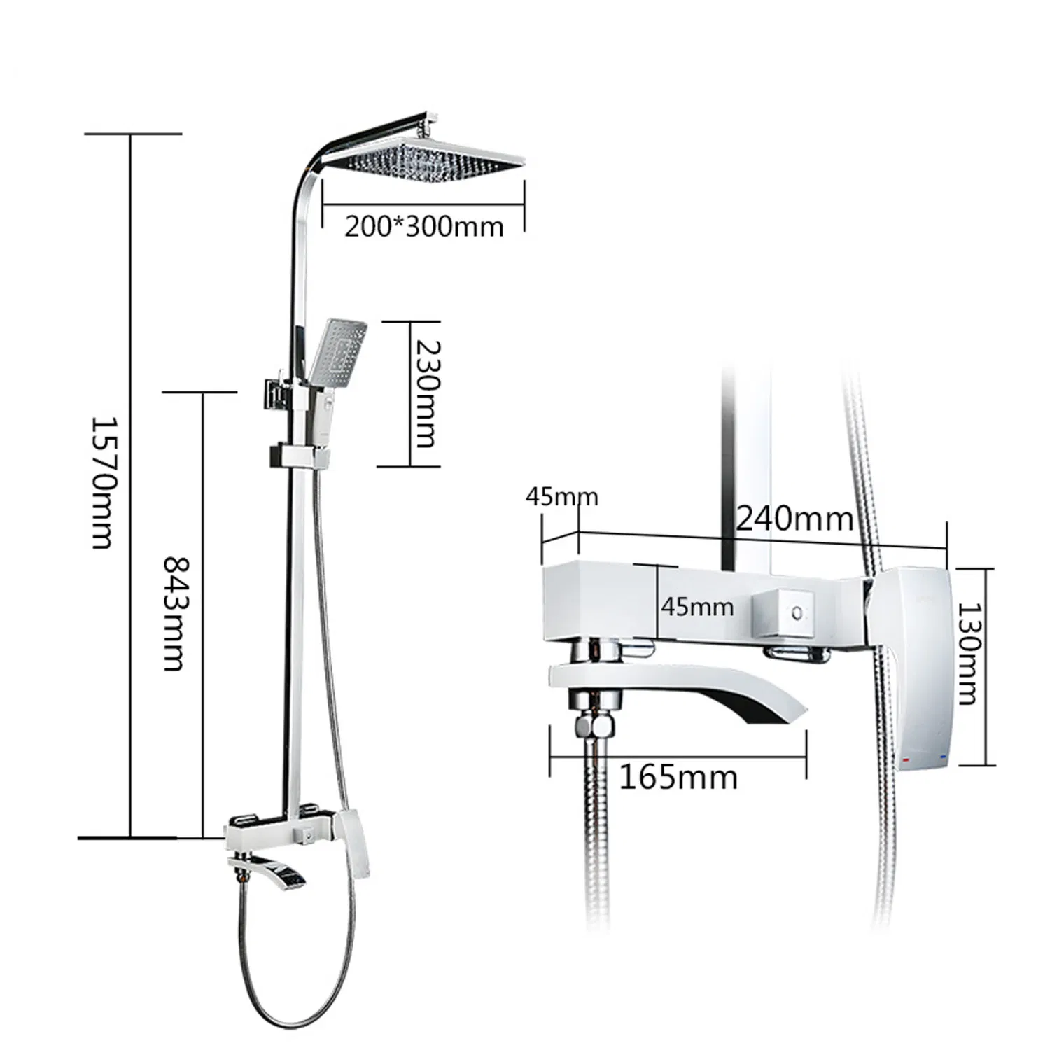 Смеситель для душа настенный квадратный SF-5007