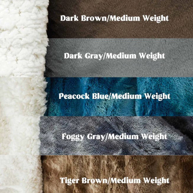 Reversible Sherpa Blanket with Minky Plush and Fuzzy Fleece Microfiber