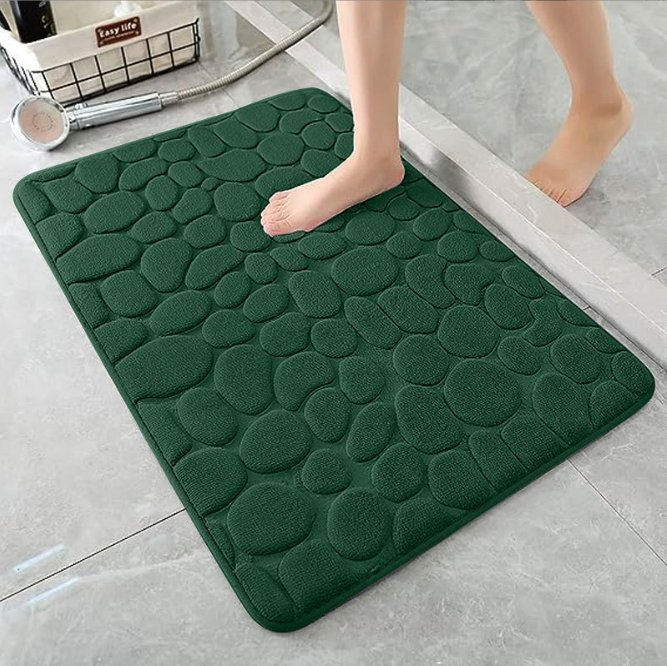 Stone Pattern Flannel Bath Mat Kitchen Floor Mats for Home