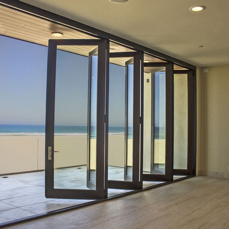 Factory Exterior Thermal Break Bi-Fold Aluminum Glass Balcony Folding Doors