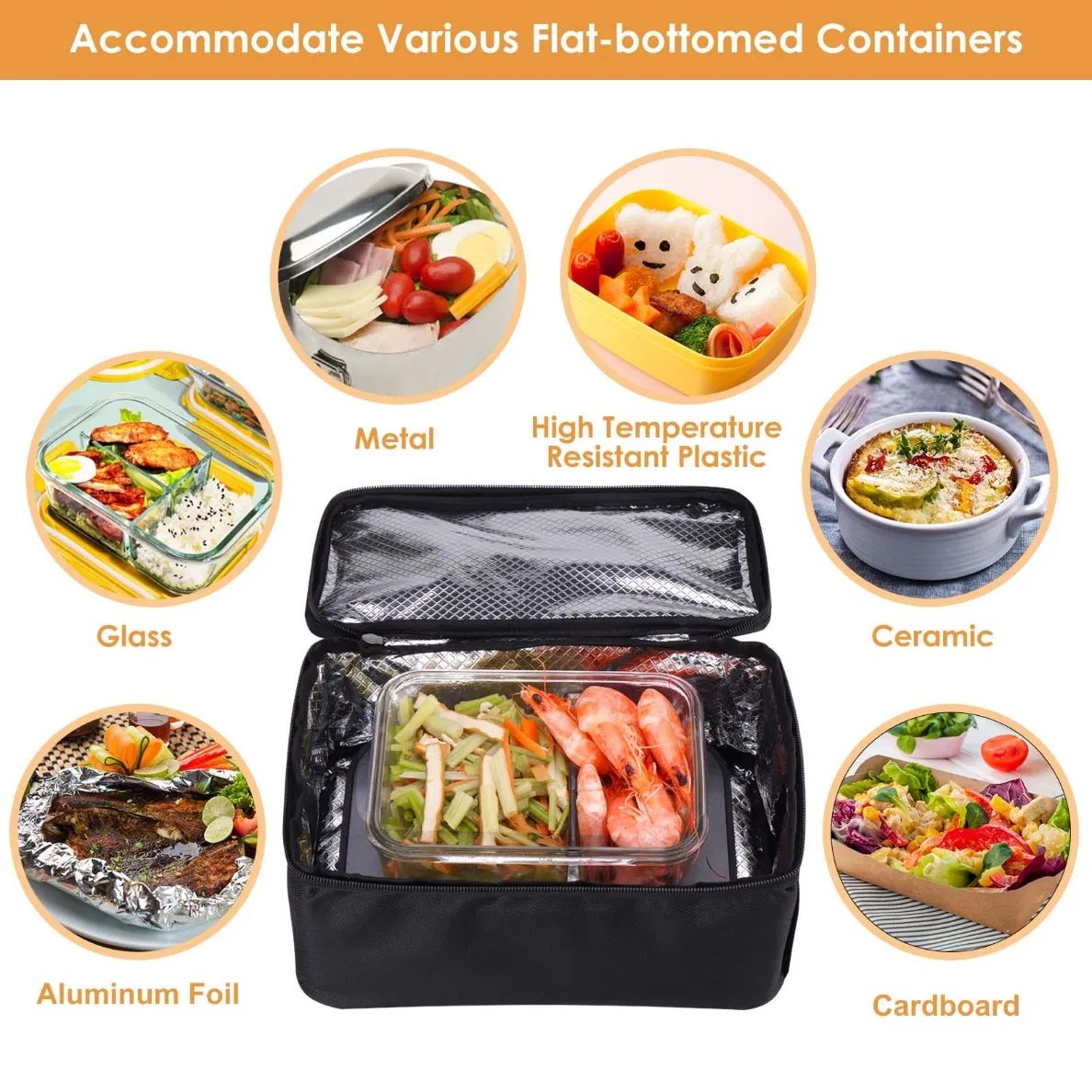 80W Electric Food Warmer Portable Mini Oven Heater for Multi-Scene Use