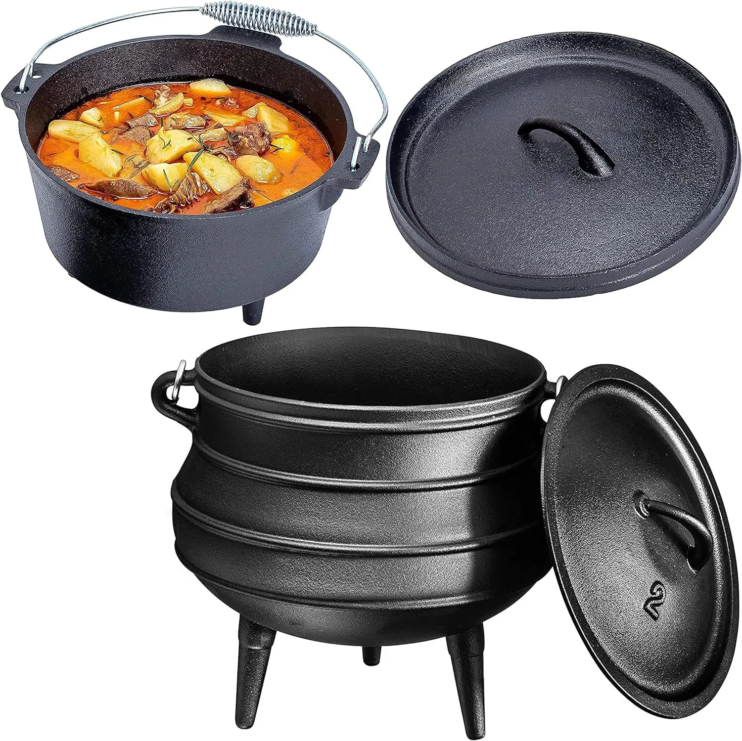 Чугунный казан Потье для кемпинга, 7.5 кварт