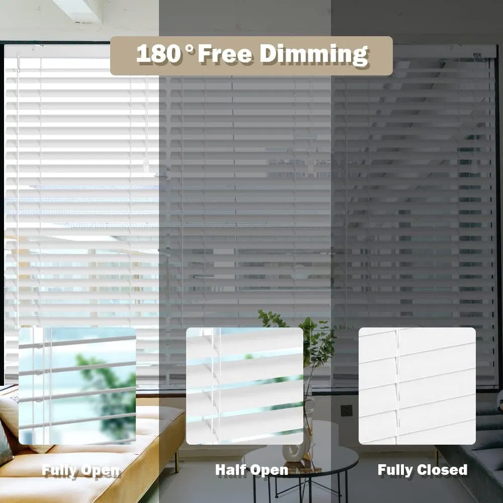 L-Shaped Blades Aluminum Mini Blinds, 100% Privacy Horizontal Blinds