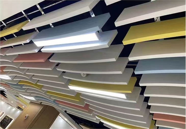 High Quality Eco Friendly Decorative Glass Wool Acoustic Hanging Panel Ceiling Baffles