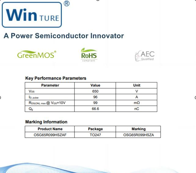 MOSFET-транзистор OSG65R099HSZAF TO247, 650В