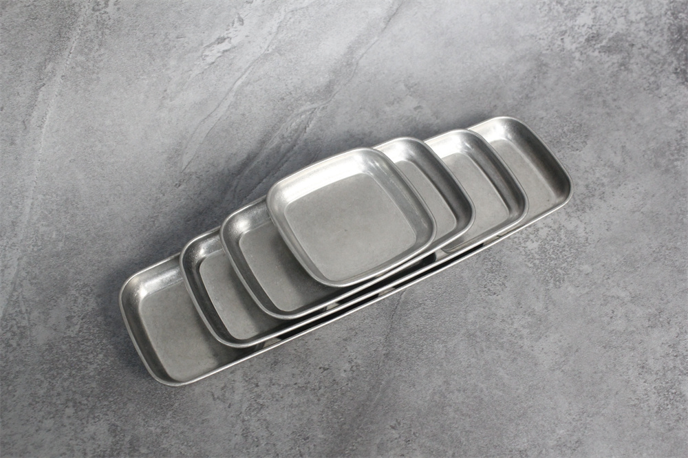 Wholesale Portable Tableware 304 Stainless Steel Plates 4 Divided Sauce Dishes for Camping BBQ Party
