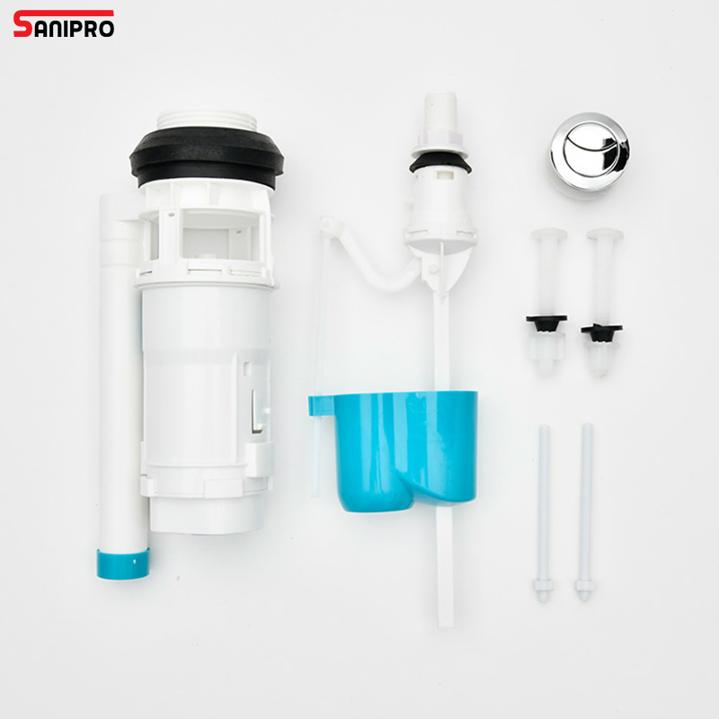 Sanipro Factory Supply High Quality Bathroom Use Two Piece Plastic Double-Button Toilet Flush Lever Water Tank Fill Valve