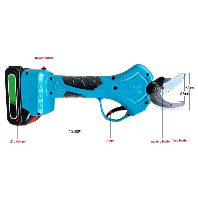 Electric Pruning Shears with 2.1m Telescopic Pole 58mm Cut Electric Pruner Battery Powered Cordless Pole Pruning Shears for Tree