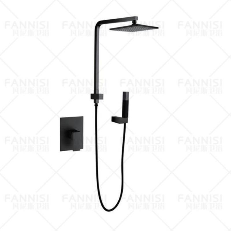 Matte Black Waterproof Wall Shower Concealed Button Shower Mixer Square Shower Head Shower Set
