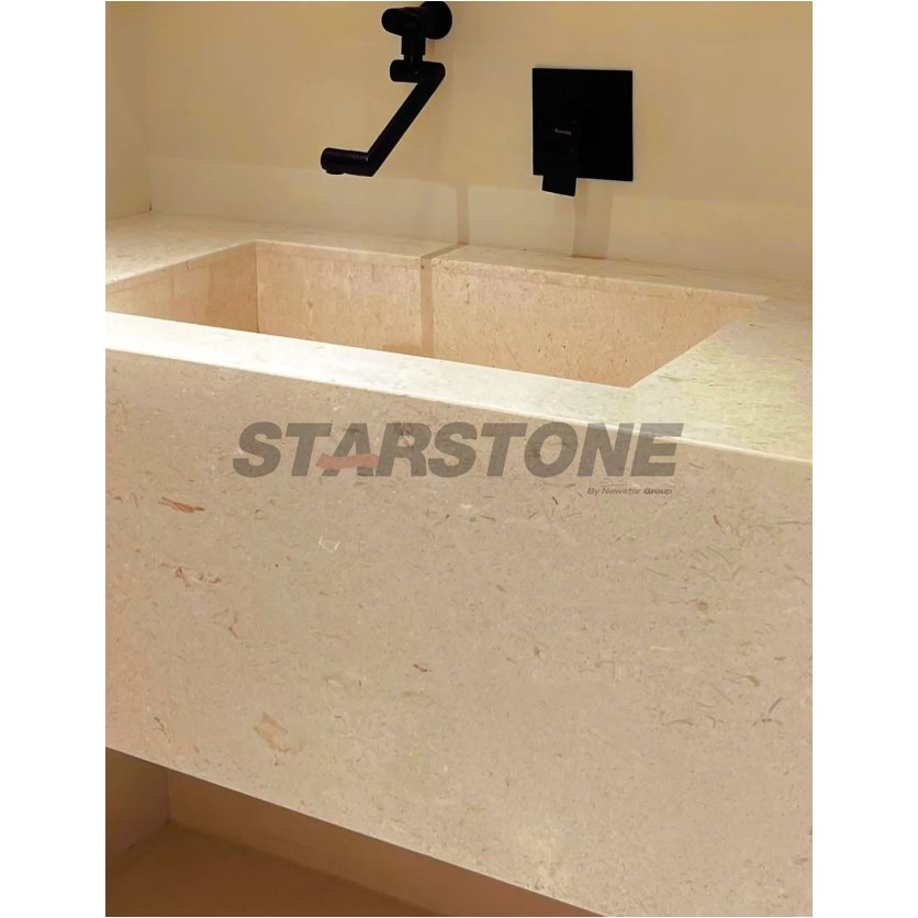 Beige Top Quality Living Room Flooring Wall Decor Custom Limestone Tile