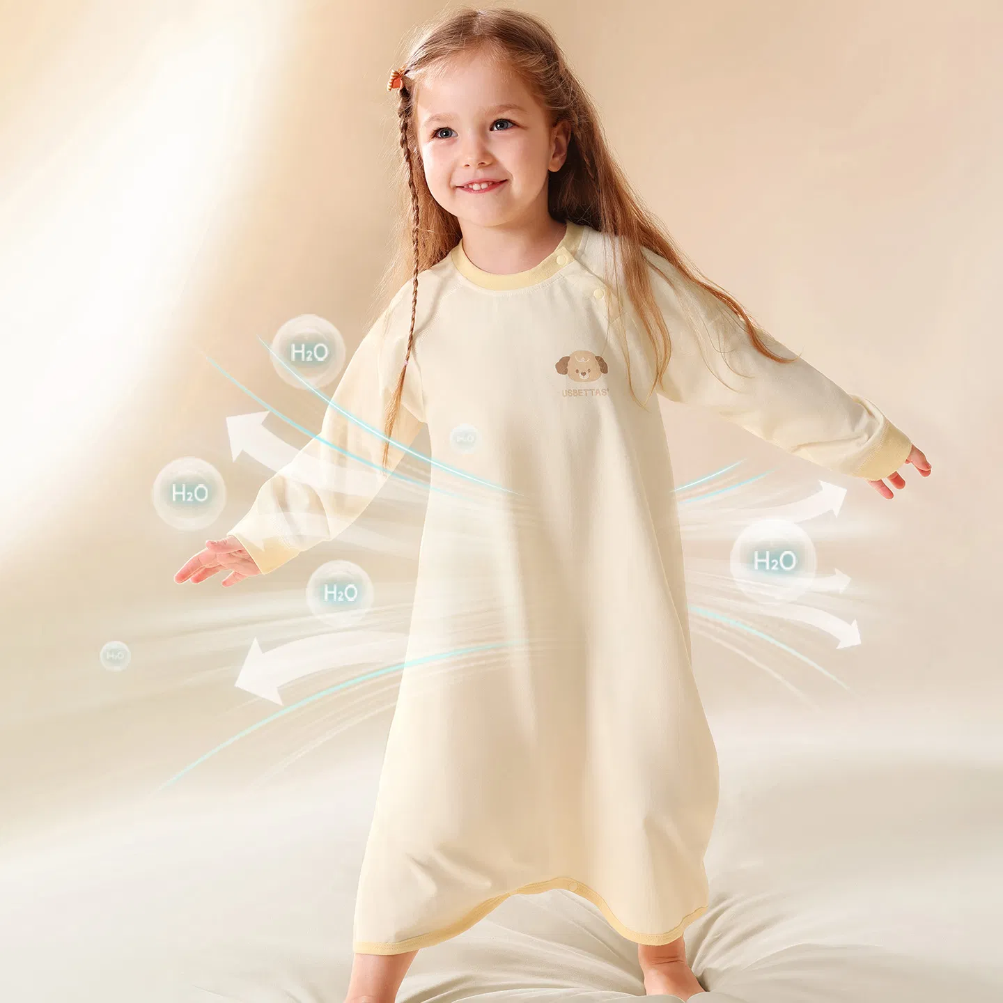 Baby Girls' Cute Winter Printed Antibacterial Breathable Long Sleeve Sleeping Bag & Pajamas for Home