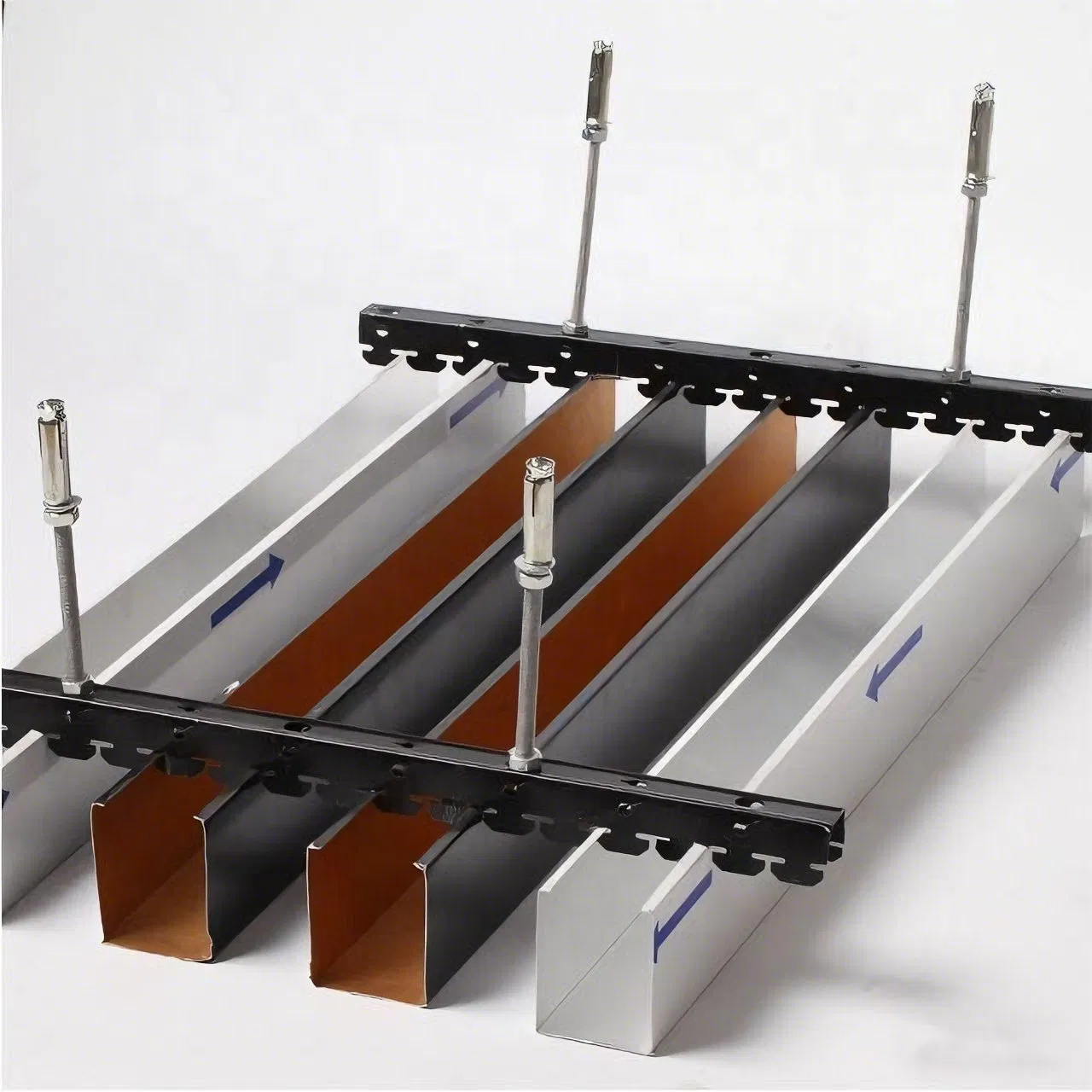 Modern Artistic Linear Metal Aluminum False Suspended Ceiling Wood Grille Decor for Bedroom Outdoor Bathroom Living Room Gym