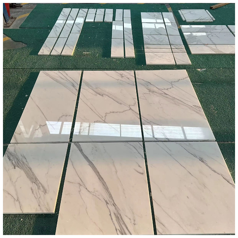White Calacatta Marble Bookmatched Floor Tiles for Luxury Home and Hotel