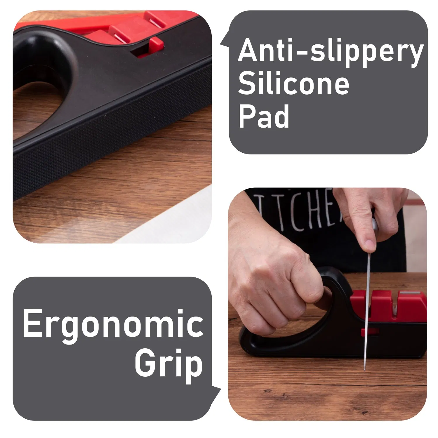 Multifunction Knife Sharpener Coarse Fine Scissor One Click Switch Non-Slip Ergonomic Kitchen-Tool