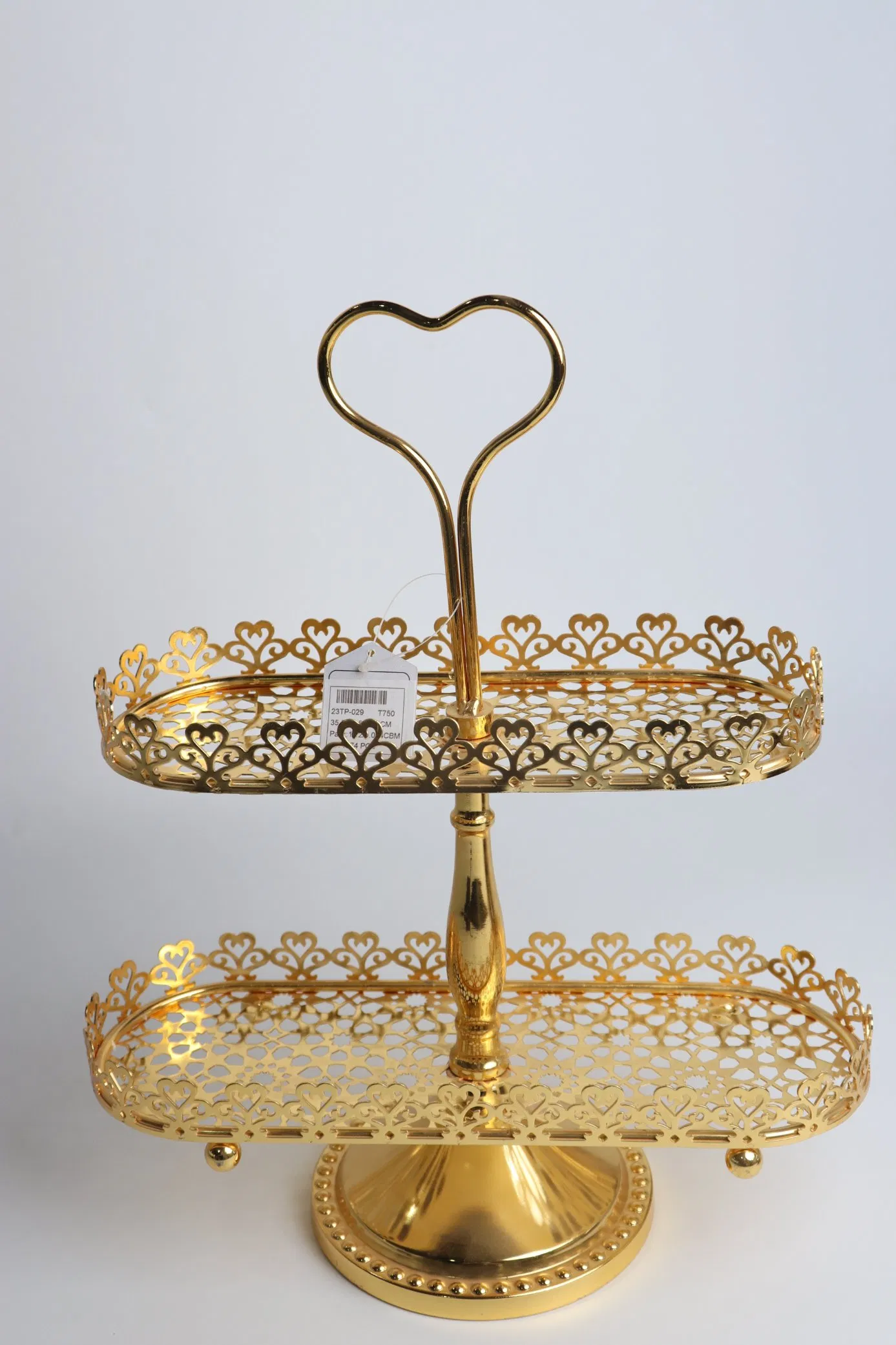 Medium Size Ellipse Double Layered Cake Gold-Plated Iron Standard Decoration Pentagram Plate Afternoon Tea Cake Stand