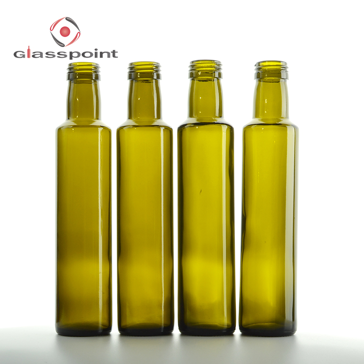 OEM Amber Round Shape Empty Marasca Olive Oil Glass Bottle