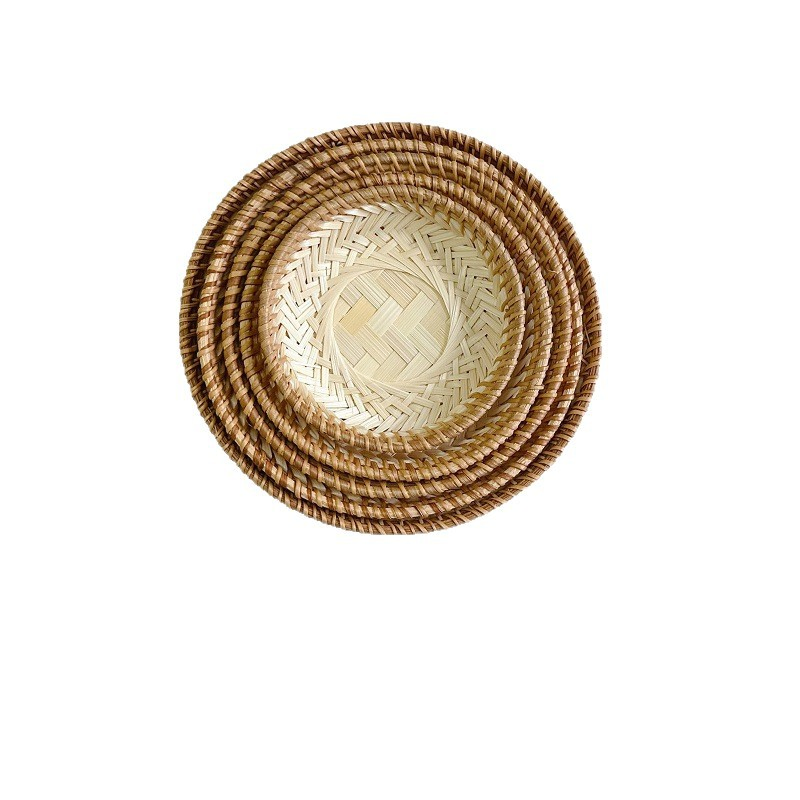 Handmade Bamboo Rattan Basket for Snacks, Fruits and Tea