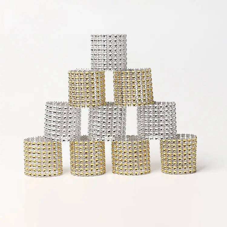 Silver Crystal Napkin Rings for Stylish Party Banquet Decor