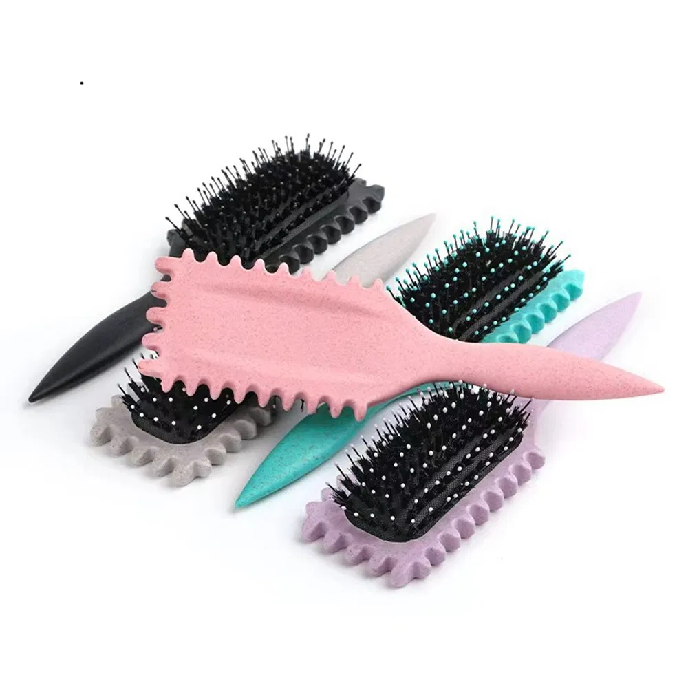 Wheat Straw Anti Tangle Curling Hair Brush PP Wheat Straw Material Customizable Color and Logonon-Slip Handle Hair Comb