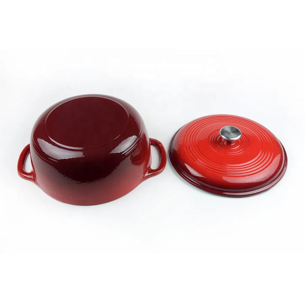 Чугунная эмалированная кастрюля-кассероль 6 кварт, красная