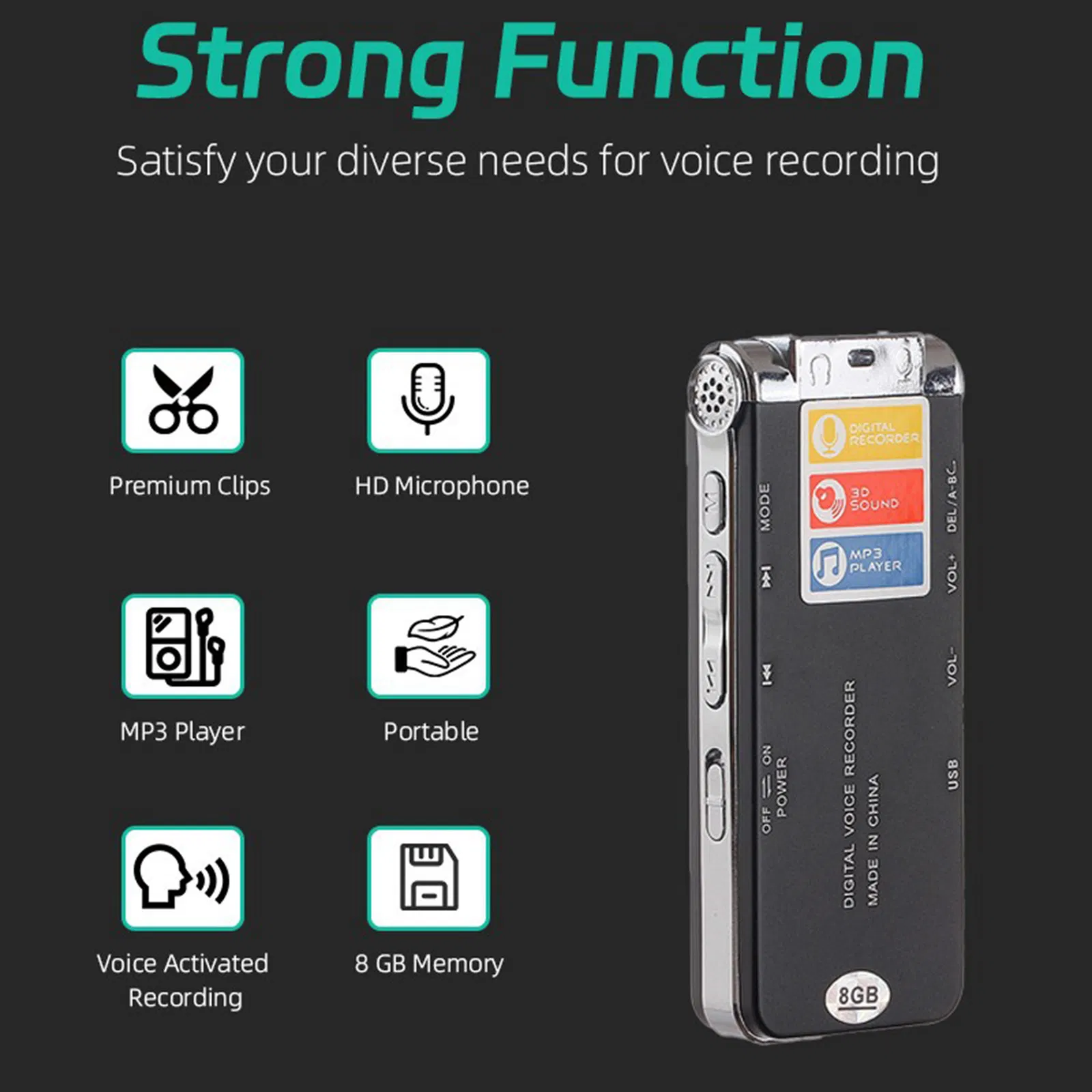 8GB 16GB 32GB Digital Voice Recorder Pen Mini Activated Voice Recorder with LCD Display