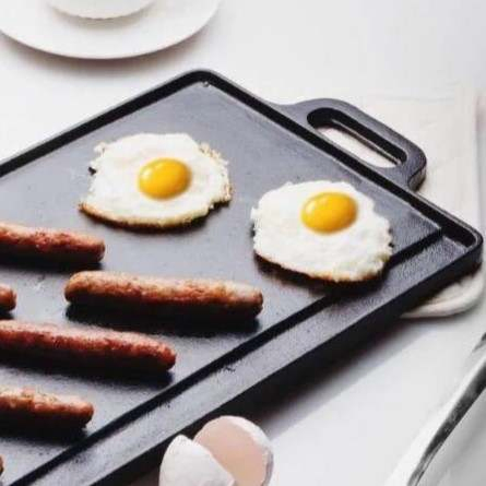 Чугунная сковорода-гриль с двумя ручками