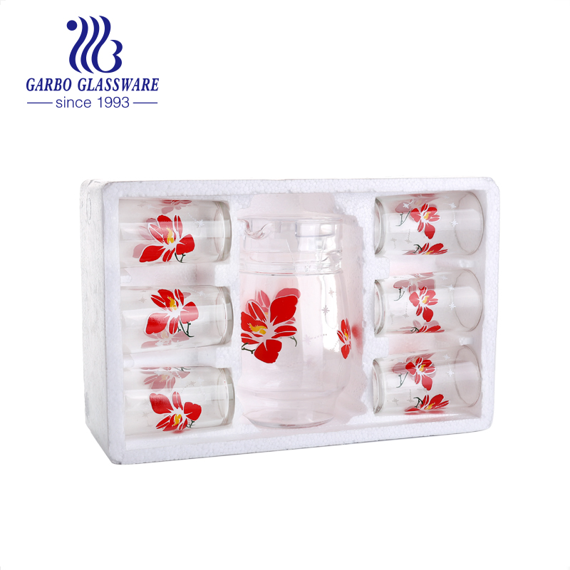 Middle East Luxury Golden 7PCS Glass Drinking Set Wholesale