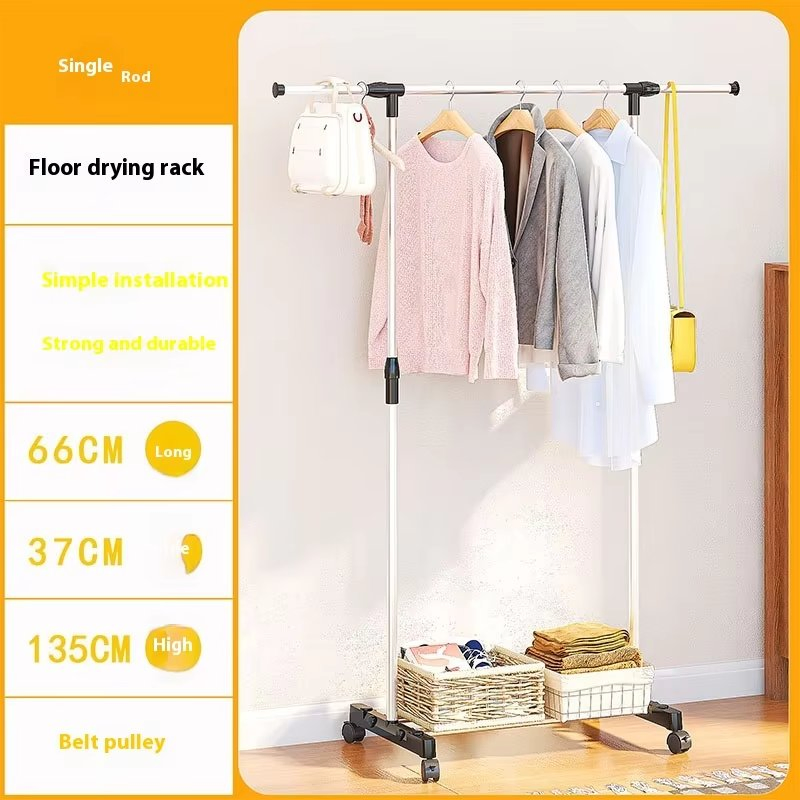 Hot Selling Simple Retractable Clothes Hanger Outdoor Movable Multifunctional Coat Rack Single Tier Drying Rack
