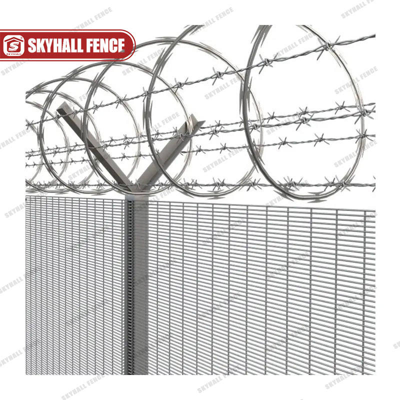 Y Post Airport Security Perimeter Fencing with Razor Wires