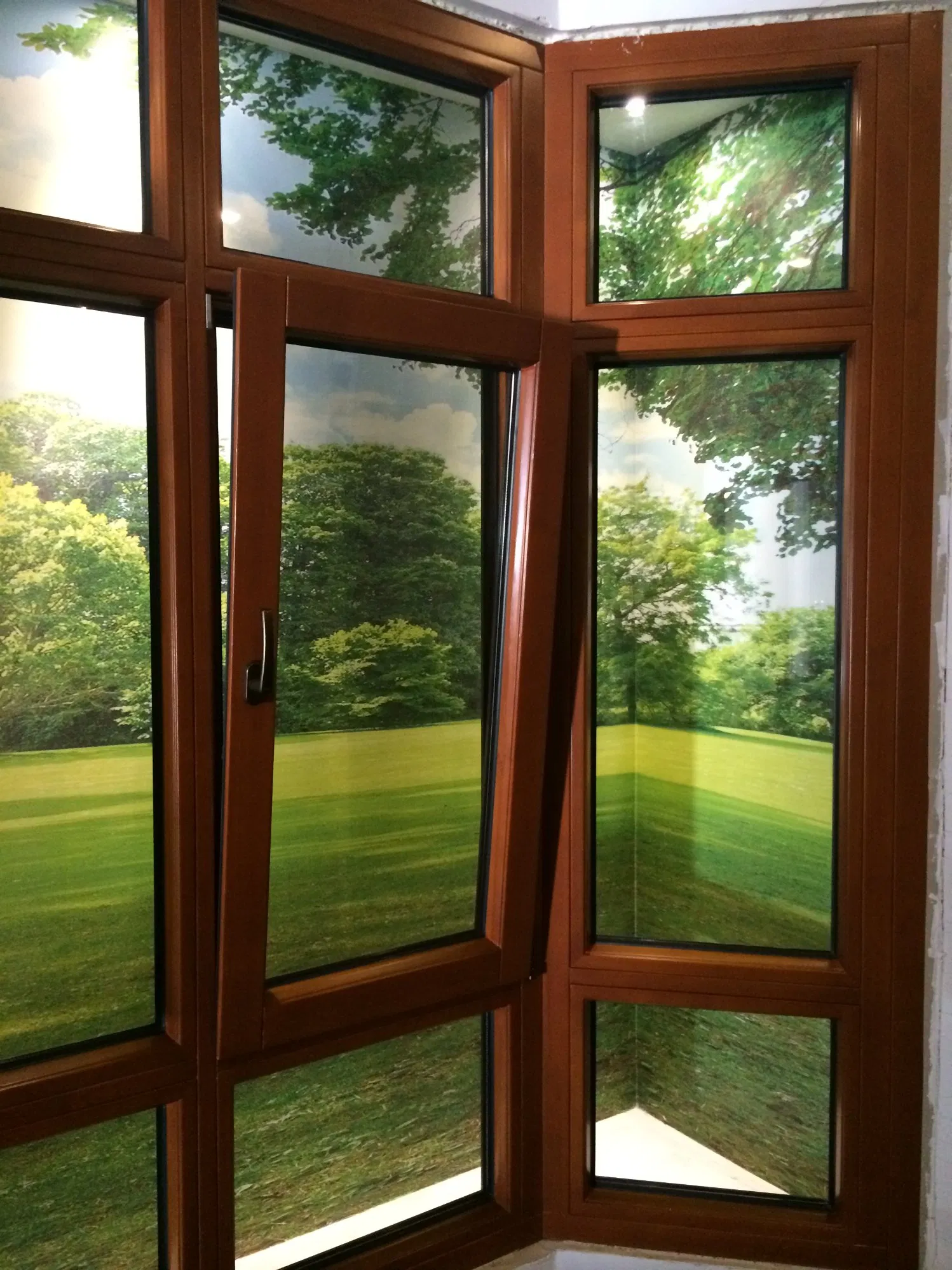  Double Panel Tempered Double Clear Glass Solid Wood Window