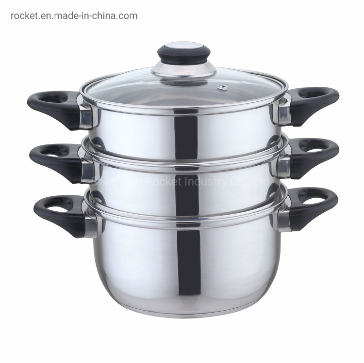 Кастрюля-пароварка из нержавеющей стали, 2 уровня