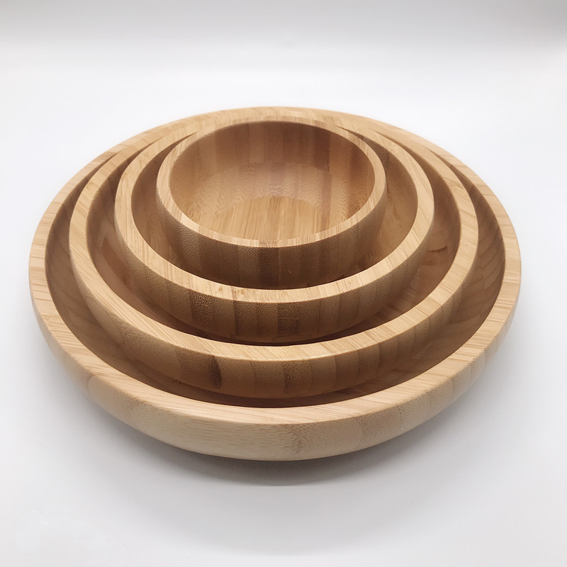 Round Bamboo Bowl Set Bamboo Salad Bowl