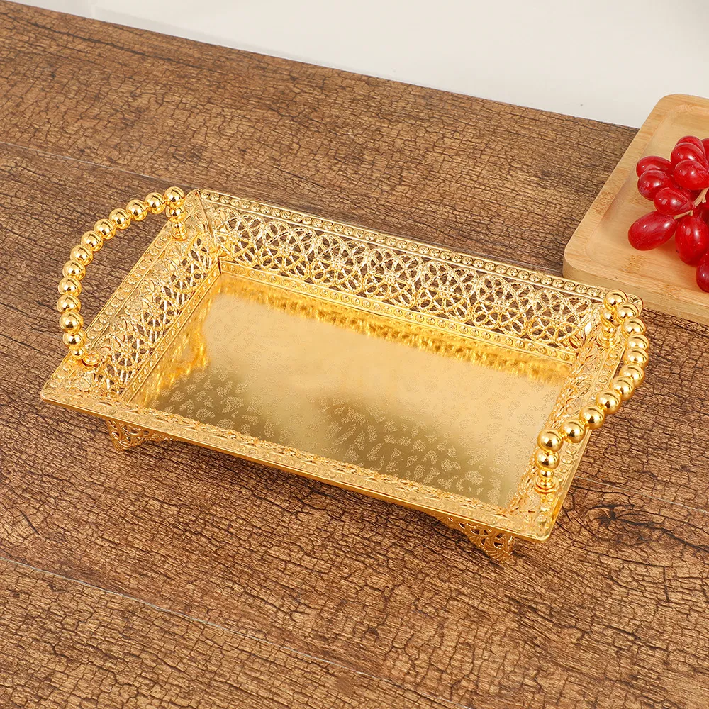 Decorative Tray - Gold Lace Edge Plate for Wedding and Dessert Tables