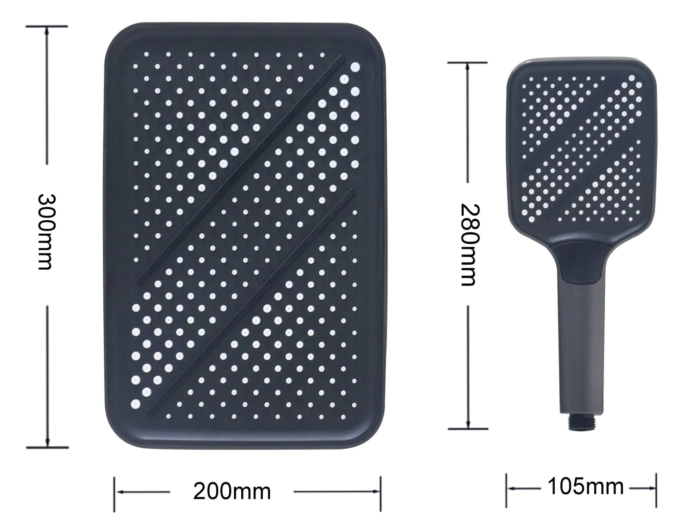 New Design Square Factory Direct Shower Head Powerful Water Saving 3 Spraying Modes Handheld Shower Rainfall Shower