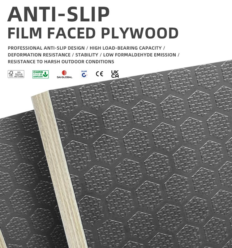 Anti-Slip Building Formwork Plywood for Slip-Resistant Stage Boards and Scaffolding