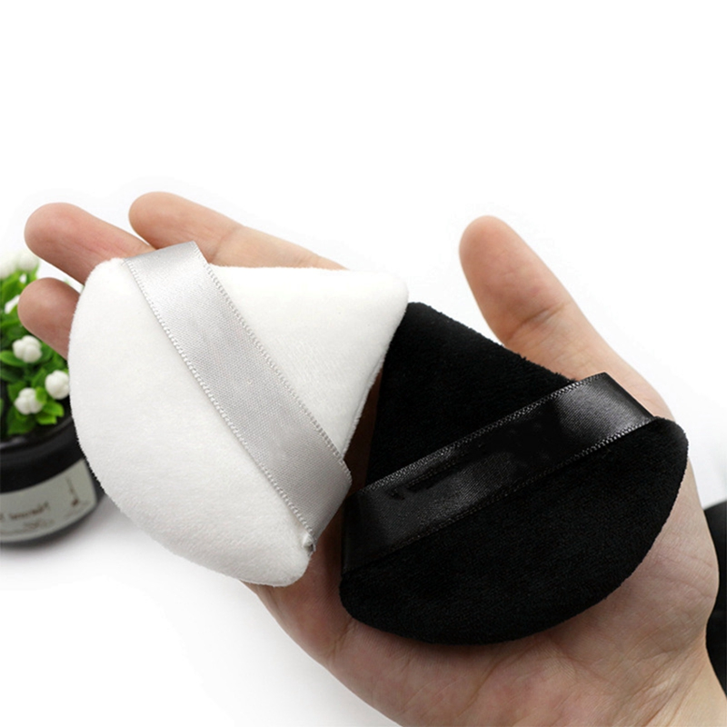 New Design Triangle Shaped Cosmetic Cotton Makeup Foundation Sponge Powder Puff with Ribbon Private Label