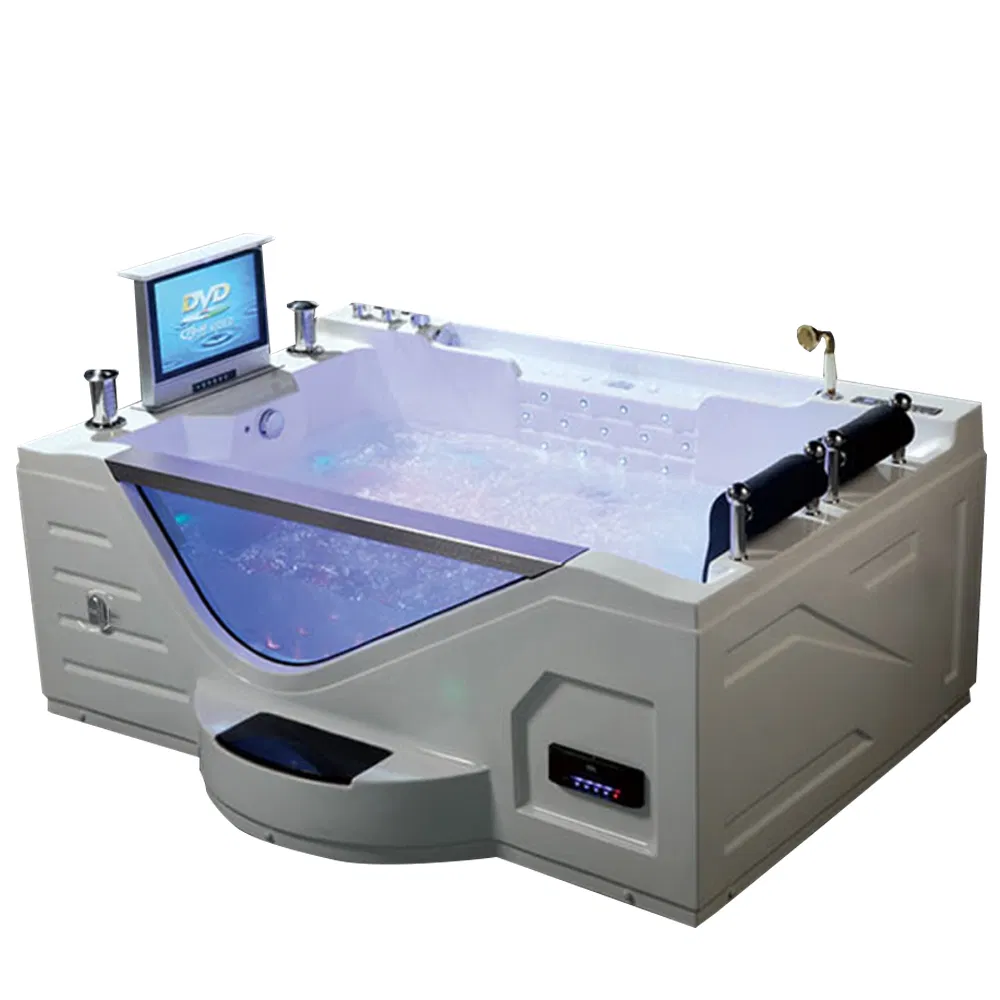 1900mm Luxurious Adult Air Bubble Bath Whirlpool Black Acrylic Bathtub