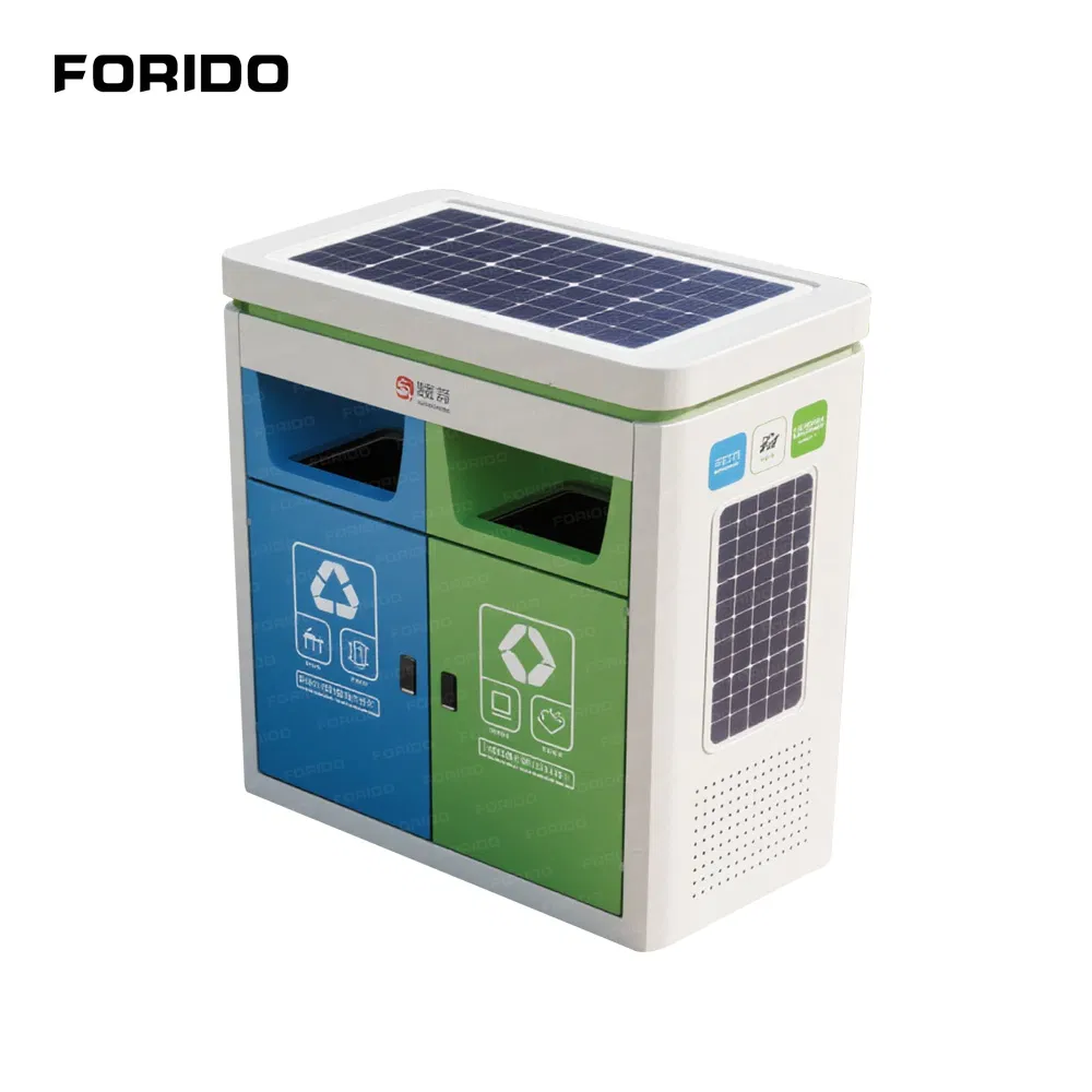 Outdoor Photovoltaic Intelligent Garbage Classification Bin with Touch Screen Sensor Cover
