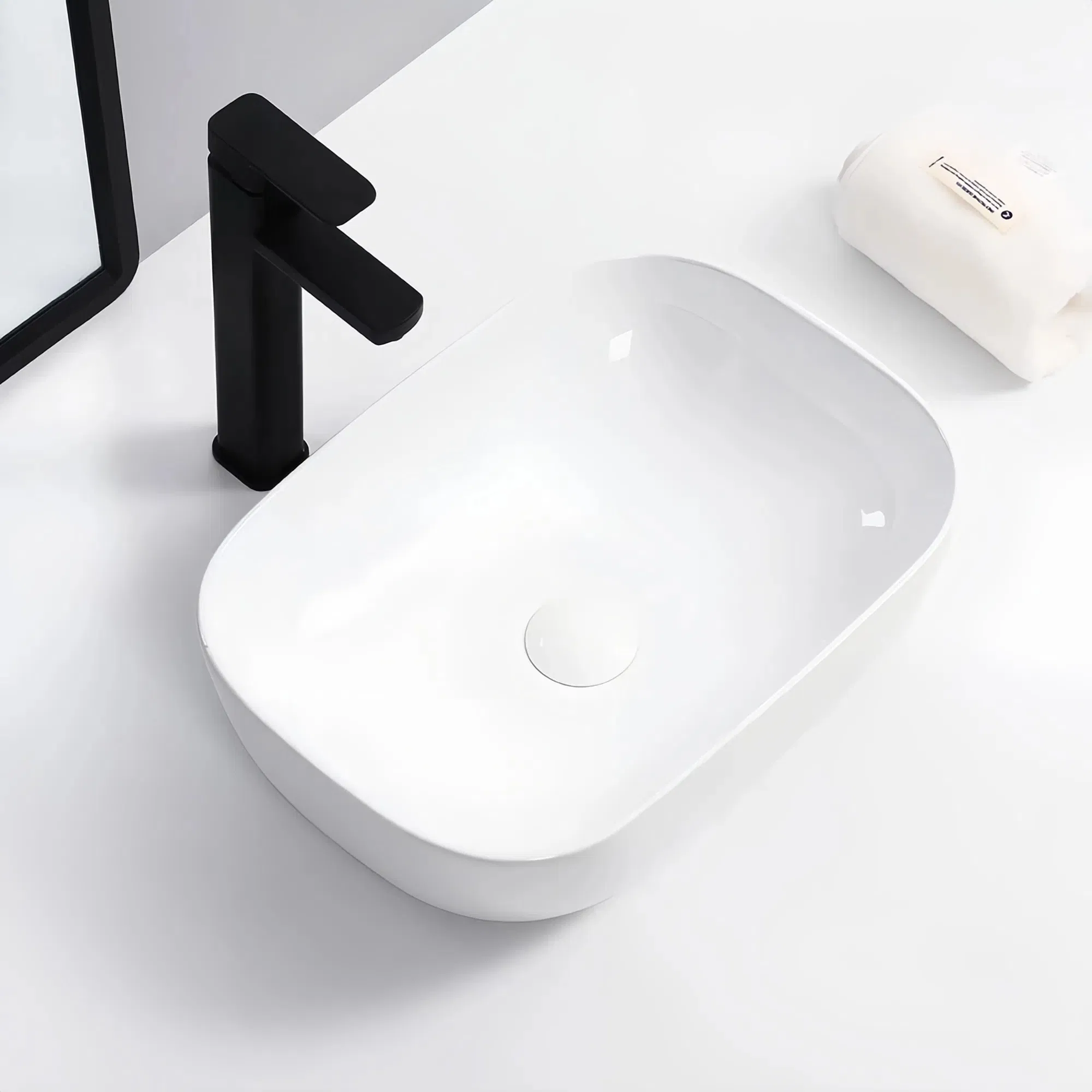 Chaozhou Sanitary Ware Bathroom Cloakroom Solid Surface Basin Sink Ceramic Vessel Sinks Counter Top Washbasin