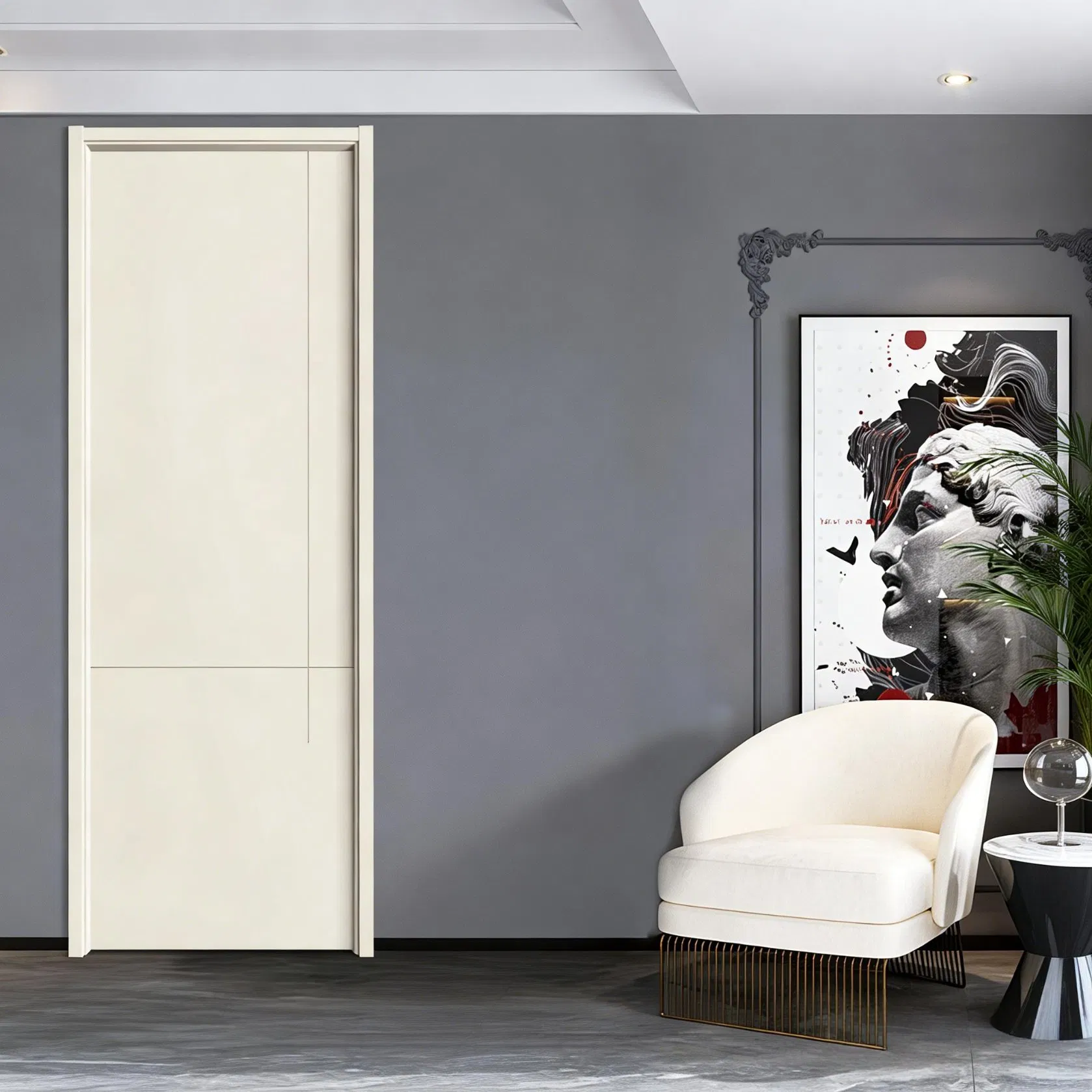 Luxury Minimalist Classic Wooden Interior Wood Security Door with Solid Core Structure for Apartment Bedroom Hotel Interior Use