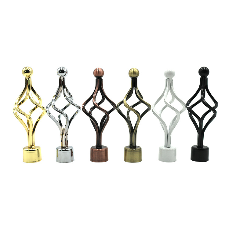 Hot Sale Gold Extendable Metal Single Window Rod Curtains 25-28mm Twisting Finials Adjustable Iron Curtain Rod