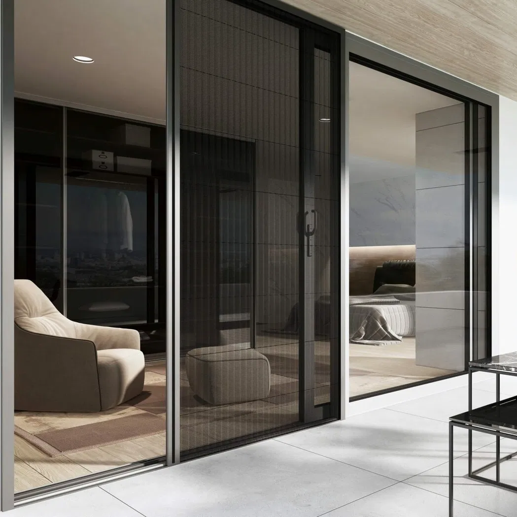 Aluminum Frame Large Opening Retractable Screen Door, Pleated Mesh Screen Sliding Door
