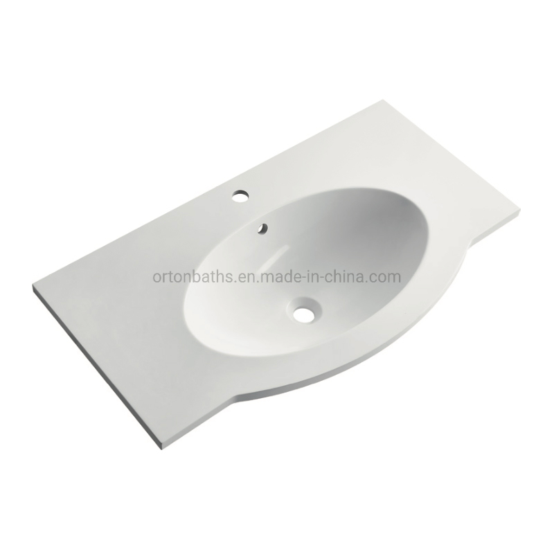 Ortonbath Middle East Thin Edge Bathroom Cabinet Single Bowl Bathroom Resin Gel Coat Artificial Stone Hand Vanity Wash Basin Otrsy917