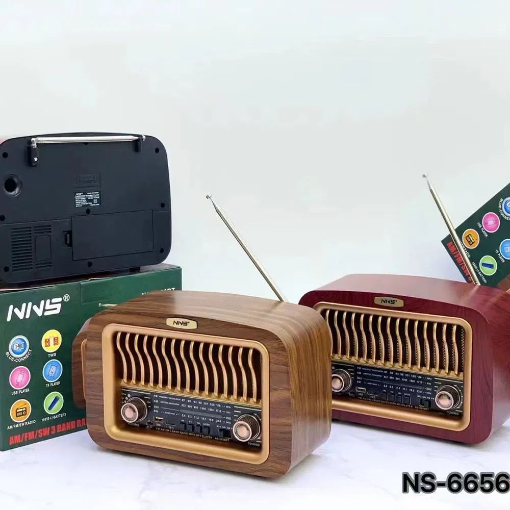 Радио NS-6656BT с Bluetooth, деревянный корпус